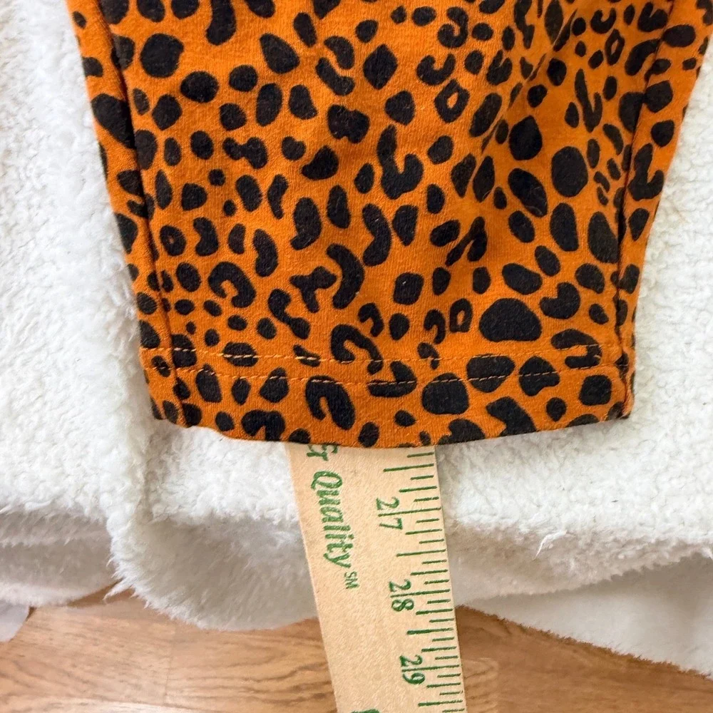 Lands End Womens‎ 3X Leopard Print Leggings Orange Black High Rise Stretch Pants